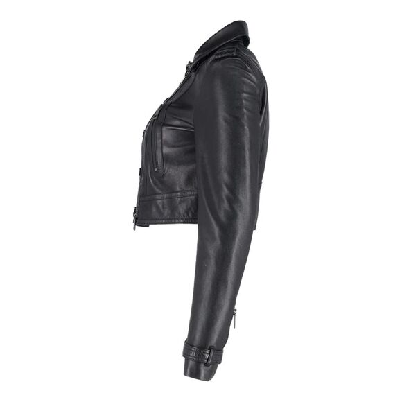 Burberry Cropped Biker Jacket in Black Leather - Picture 3 of 5